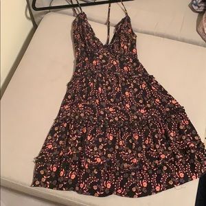 Black floral printed dress